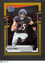 Load image into Gallery viewer, Cole Kmet 2020 Panini Donruss Football Press Proof Gold #331 /50