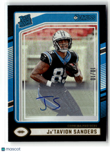 Load image into Gallery viewer, Ja'Tavion Sanders 2024 Panini Donruss Rated Rookie Autographs Black #317 /10