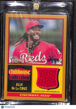 Load image into Gallery viewer, Elly De La Cruz 2025 Topps Heritage Clubhouse Collection Relics Gold CCR-EDC /99