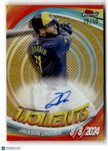 Load image into Gallery viewer, Jackson Chourio 2025 Topps Finest Moments Autographs Gold #FMA-JCH /50