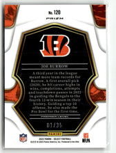 Load image into Gallery viewer, Joe Burrow 2023 Panini Select Football White Prizm #120 01/35