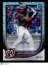 Load image into Gallery viewer, James Wood 2025 Topps Bowman Chrome Mojo Rookie Autograph #RMA-JWO 59/99