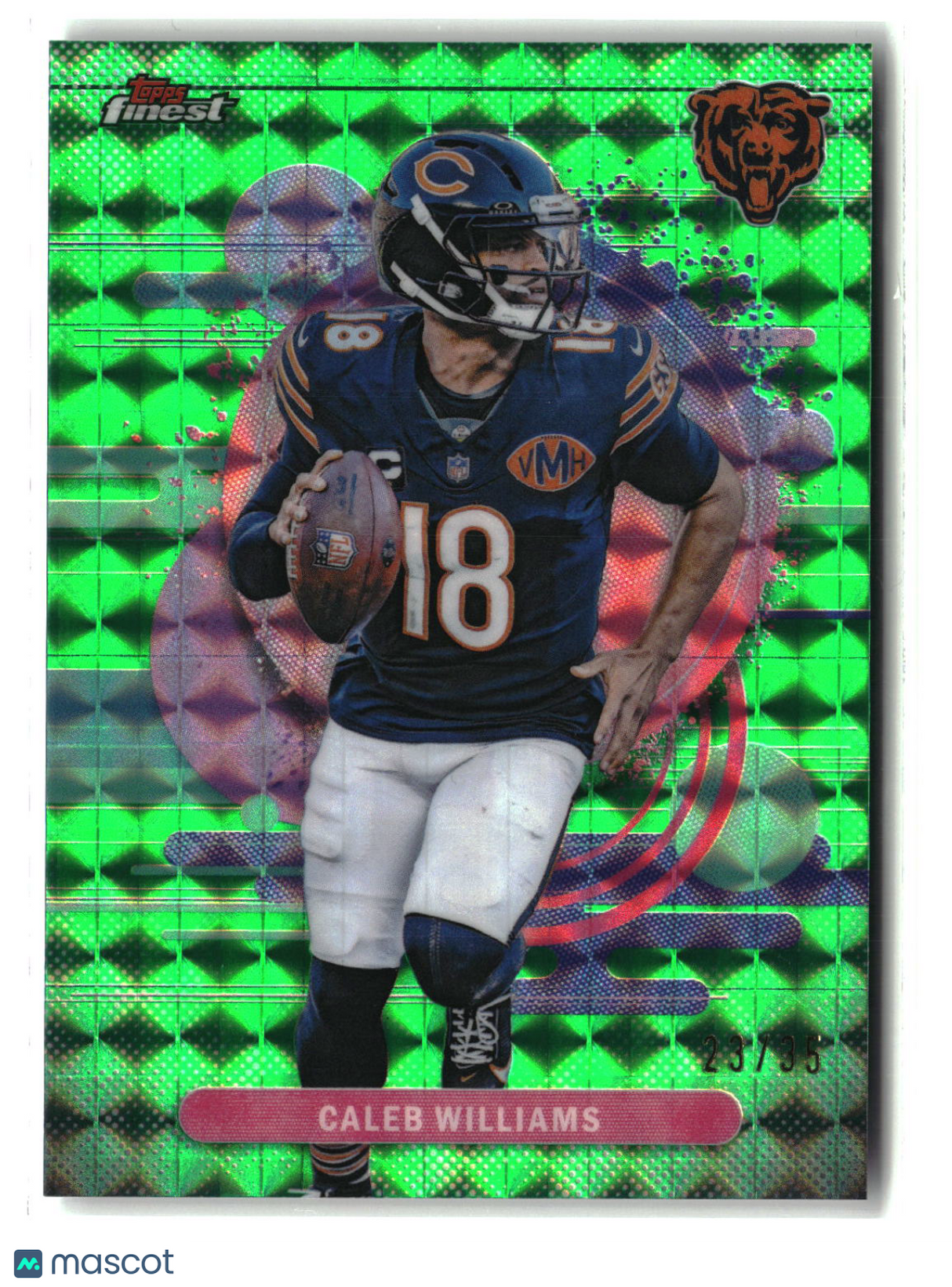 Caleb Williams 2025 Topps Finest Geometric Green Refractor #127 23/35