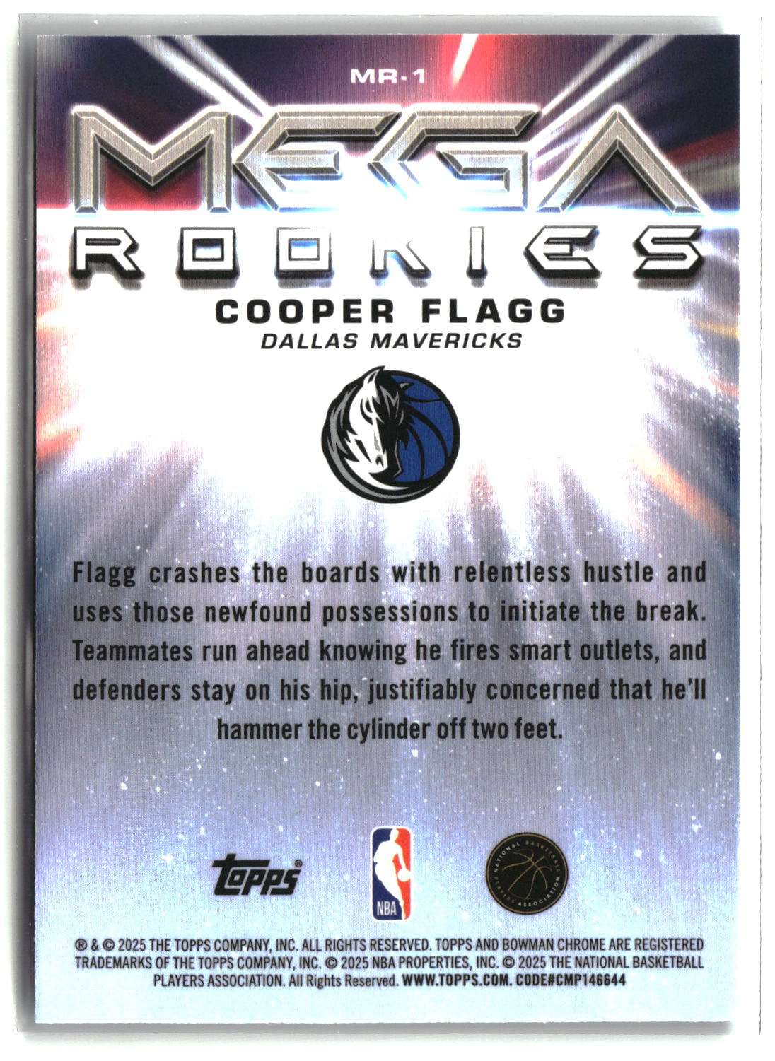 Cooper Flagg 2025 Bowman Chrome Mega Rookies Mojo Refractor #MR-1