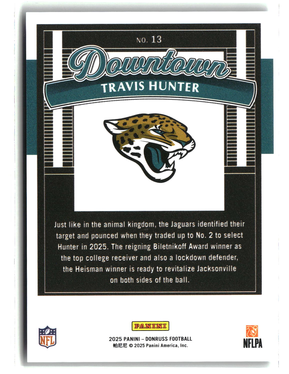 Travis Hunter 2025 Donruss Downtown #13