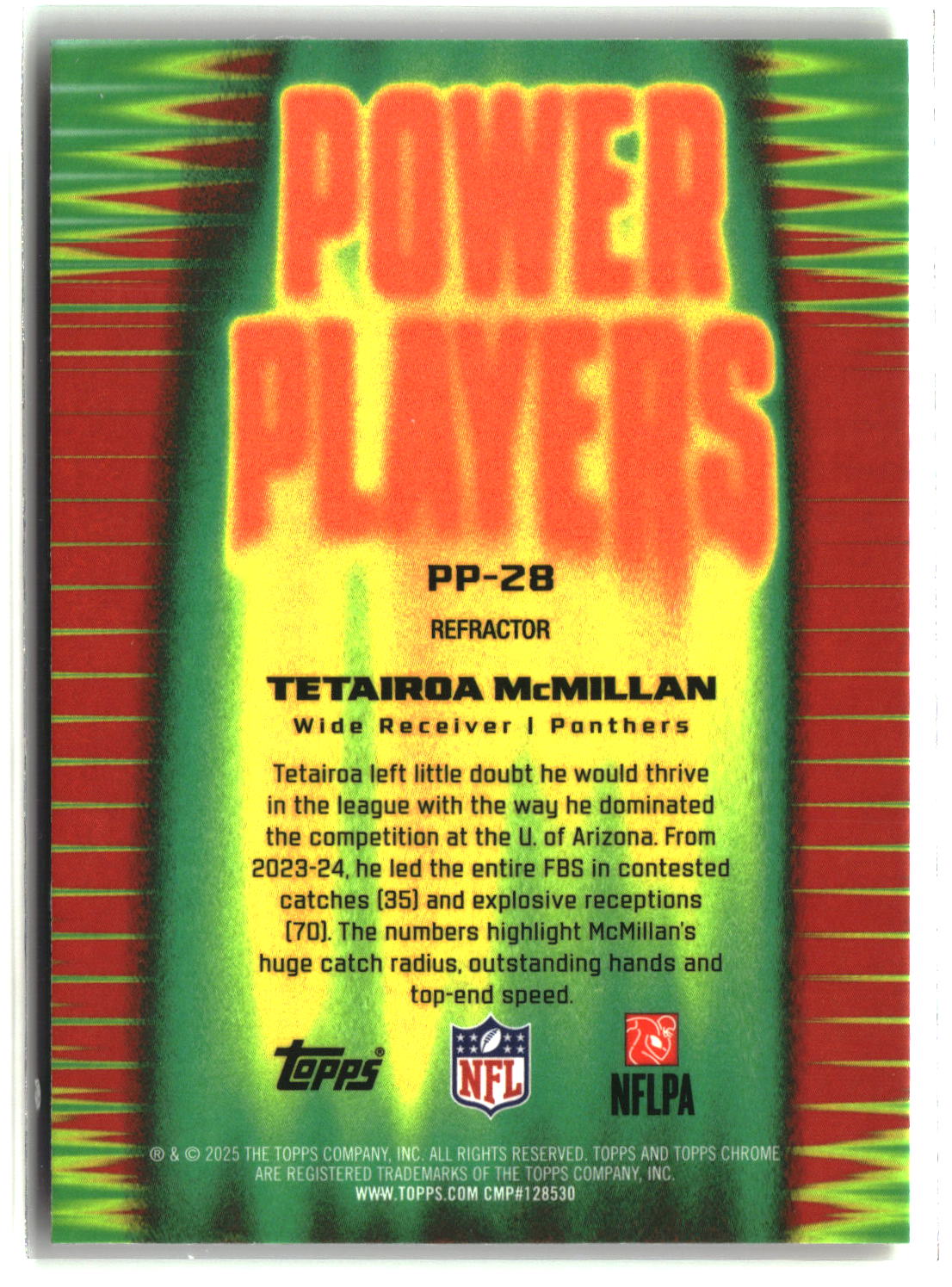 Tetairoa McMillan 2025 Topps Chrome Power Players Refractor #PP-28