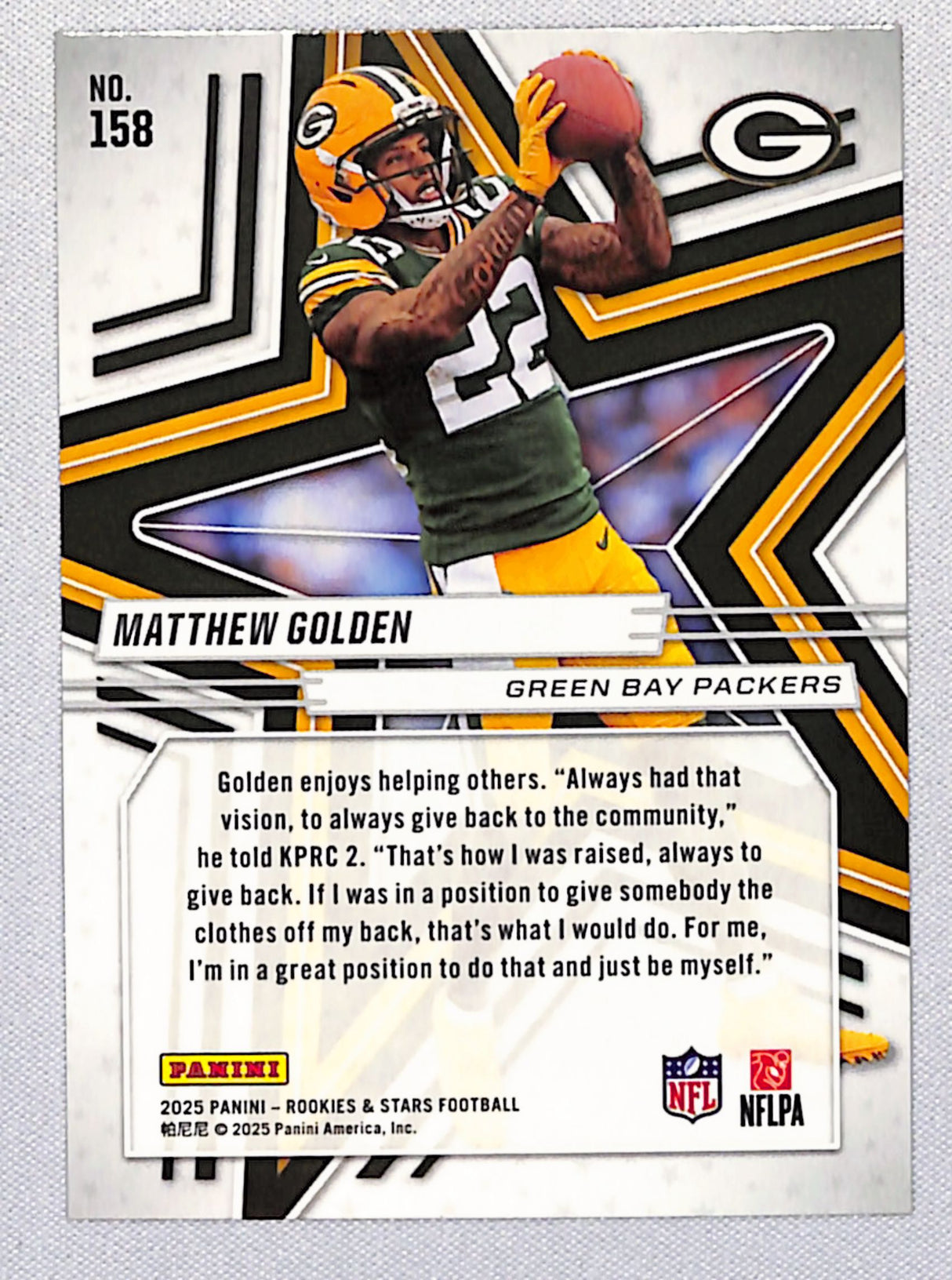 Matthew Golden 2025 Panini Rookies & Stars Signatures #158