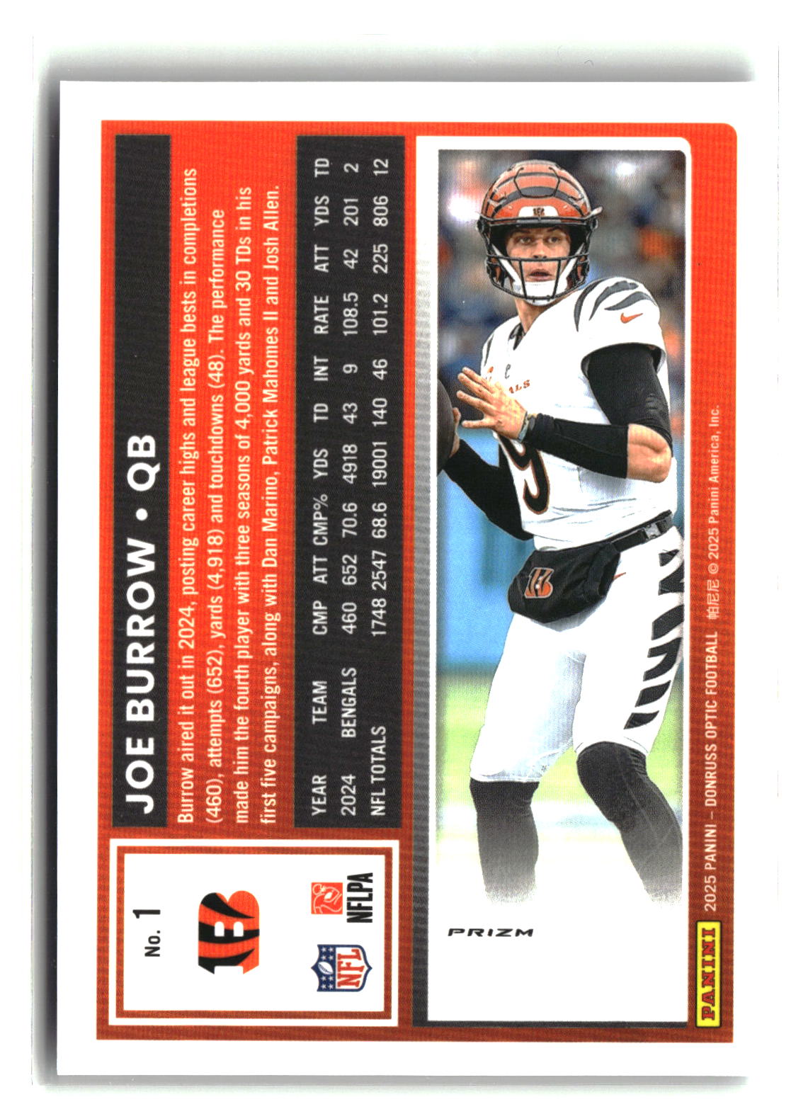 Joe Burrow 2025 Panini Donruss Optic Prizm #1