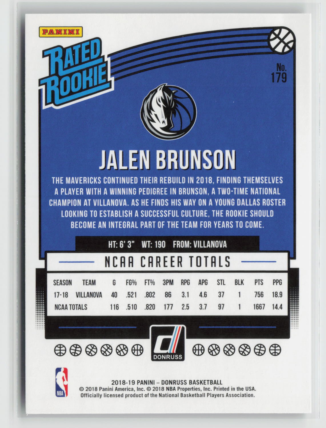 Jalen Brunson 2018 Donruss #179