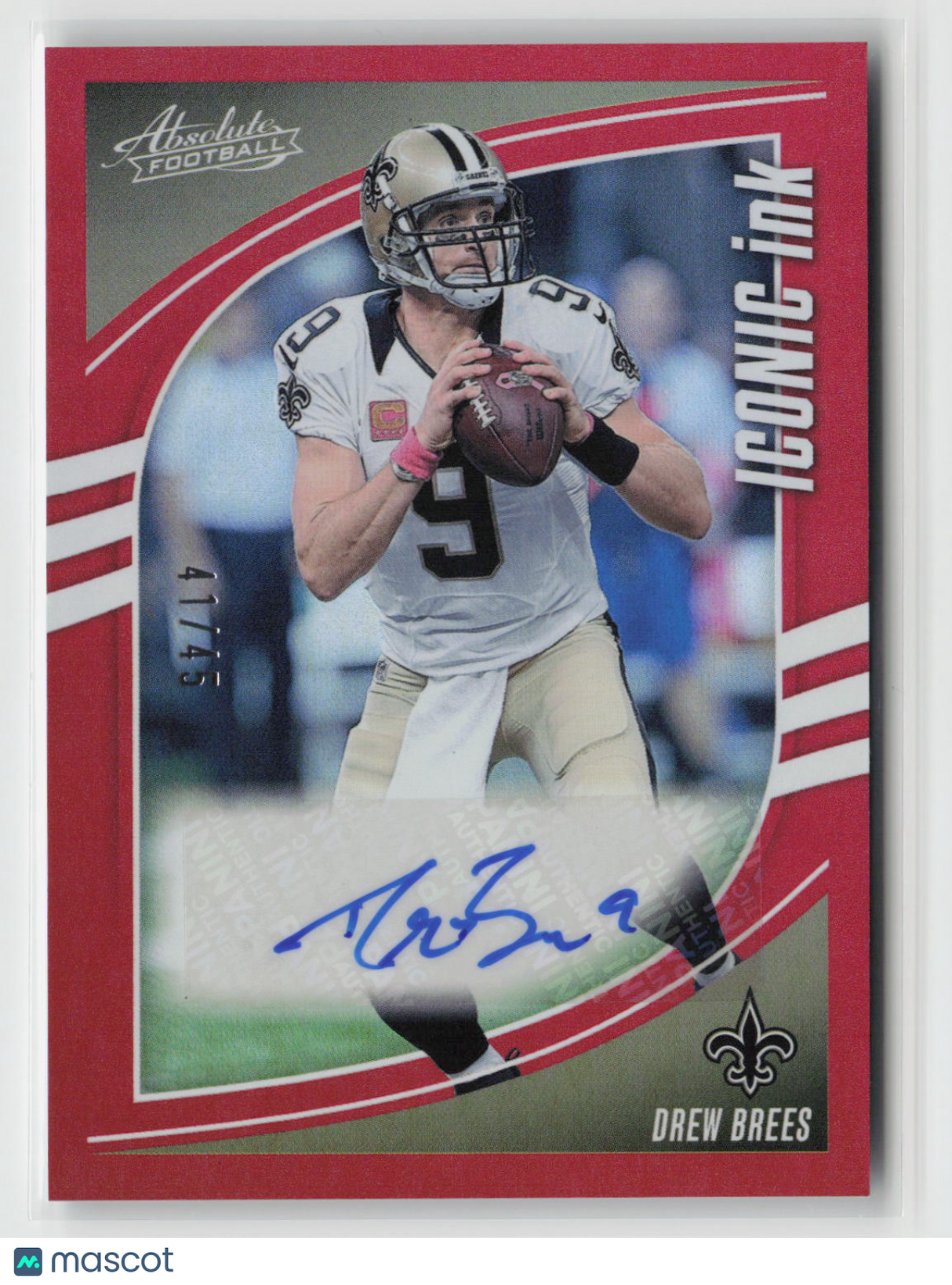 Drew Brees 2025 Panini Absolute Football Iconic Ink Red #II-DBS 41/45