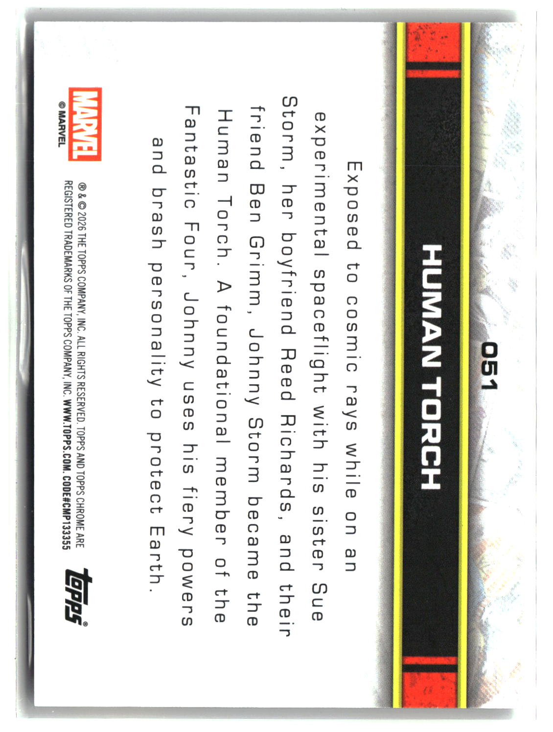 Human Torch 2026 Topps Chrome Marvel #051