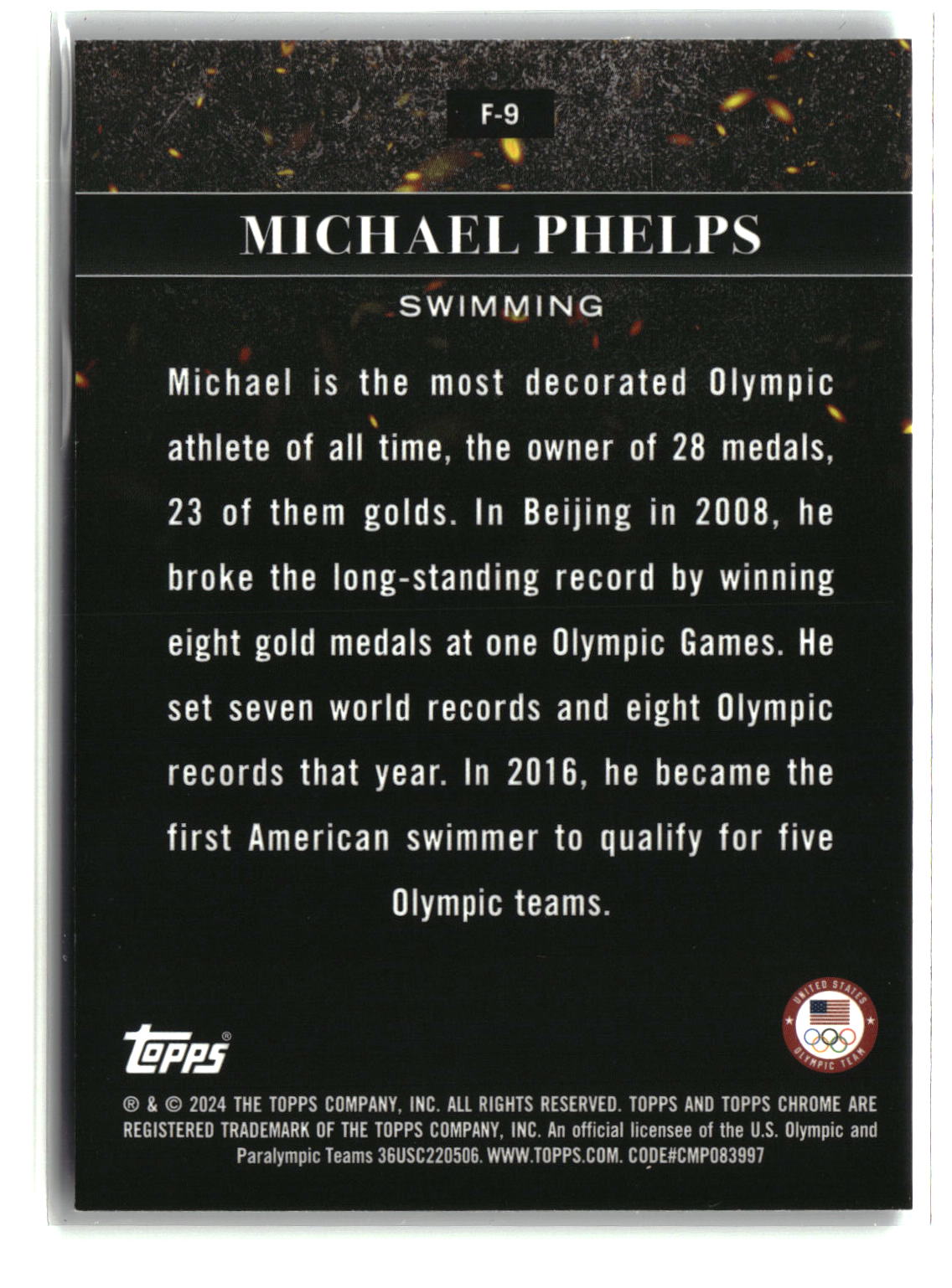 Michael Phelps 2024 Topps Chrome Flames #F-9