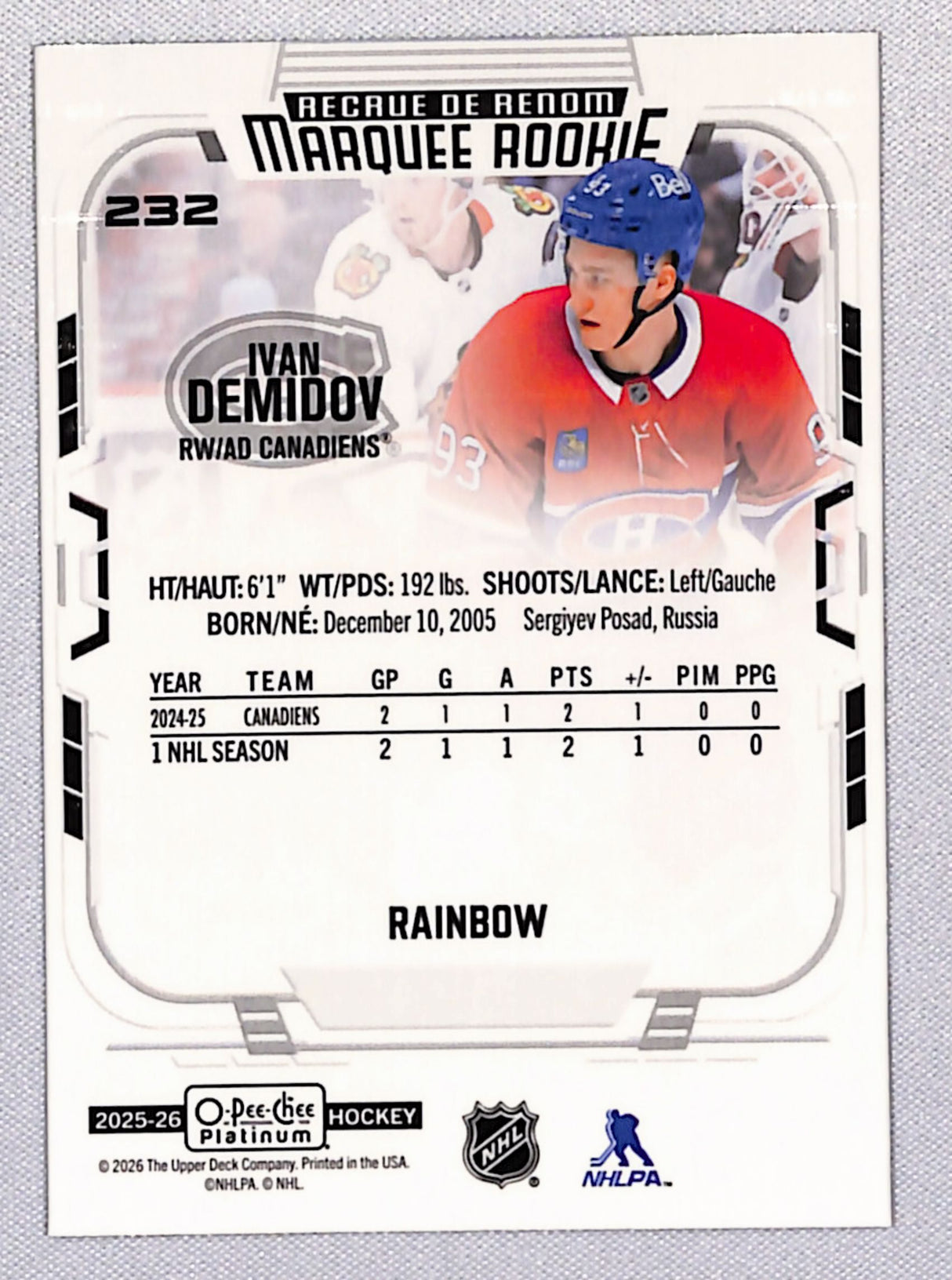 Ivan Demidov 2026 O-Pee-Chee Platinum Rainbow #232