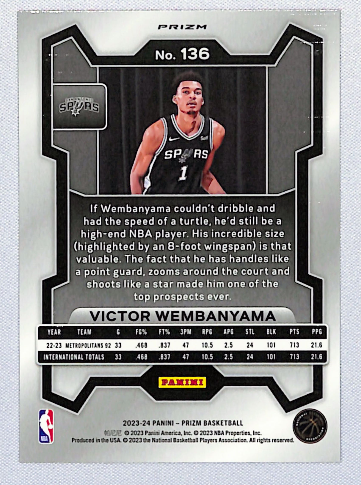 Victor Wembanyama 2023-24 Panini Prizm Blue Wave #136