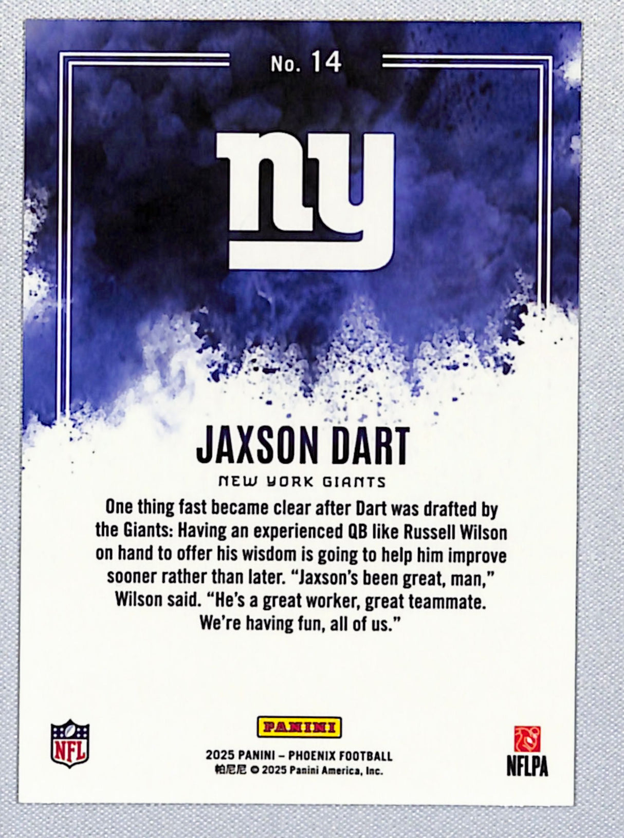 Jaxson Dart 2025 Panini Phoenix Color Blast #14