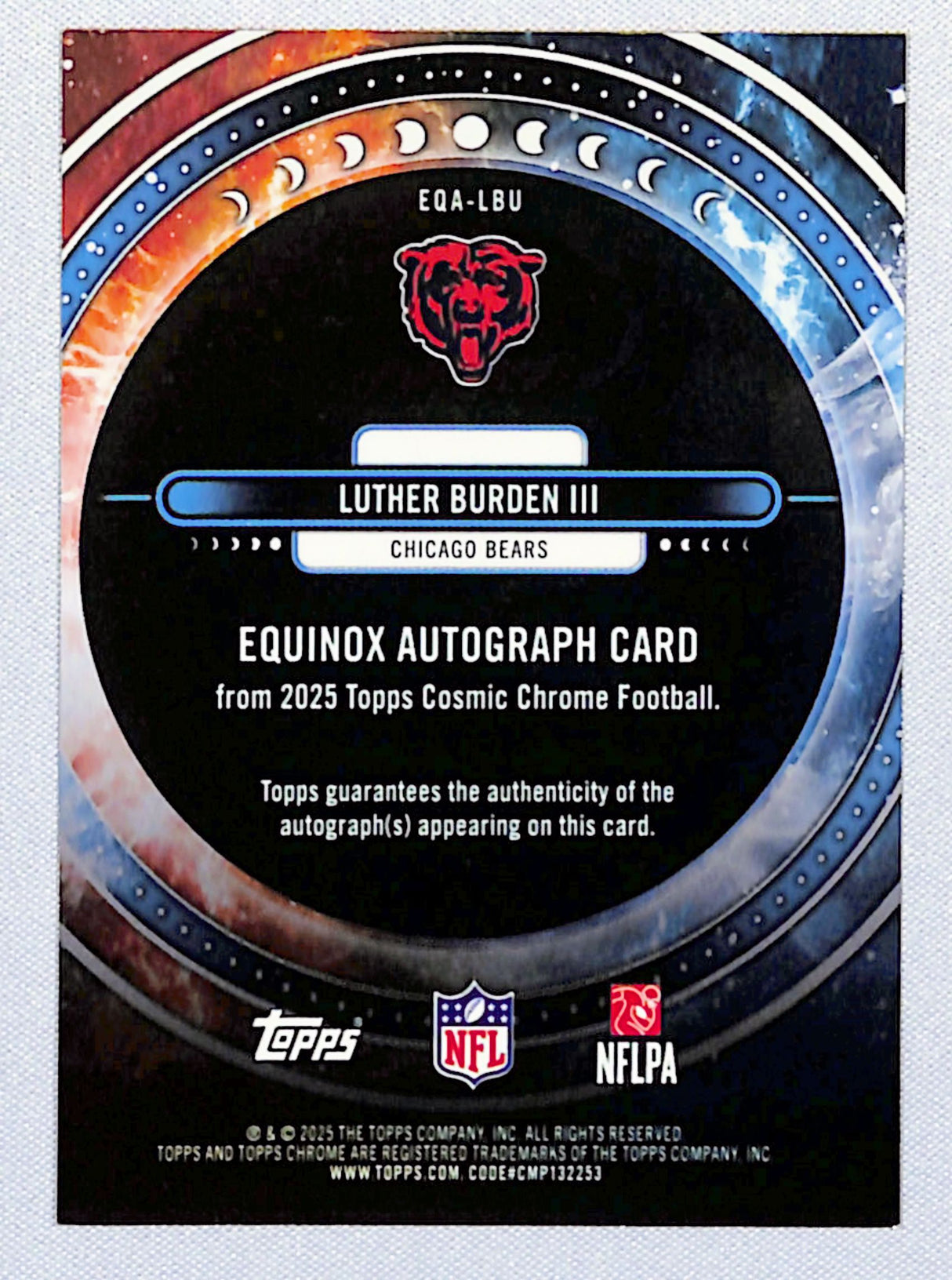 Luther Burden III 2025 Chrome Cosmic Equinox Auto Gold Interstellar #EQA-LBU /50
