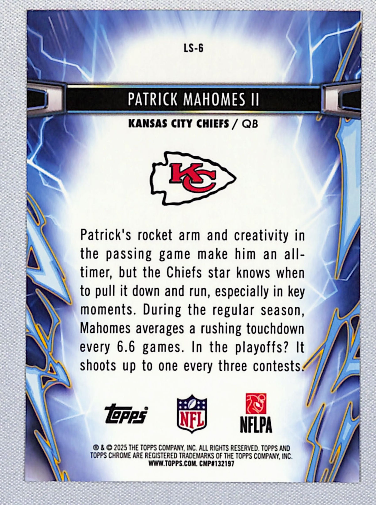Patrick Mahomes 2025 Chrome Cosmic Light Speed Gold Interstellar Refr LS-6 /50
