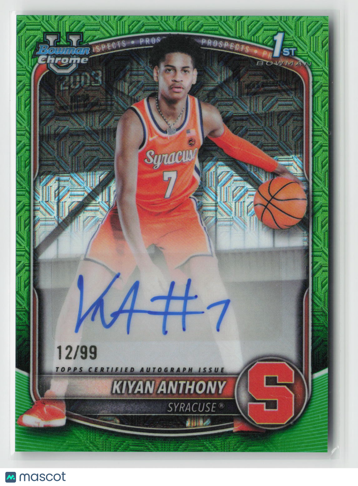 Kiyan Anthony 2025-26 Bowman Chrome Prospect Auto Green Mojo Refr #CPA-KA 12/99
