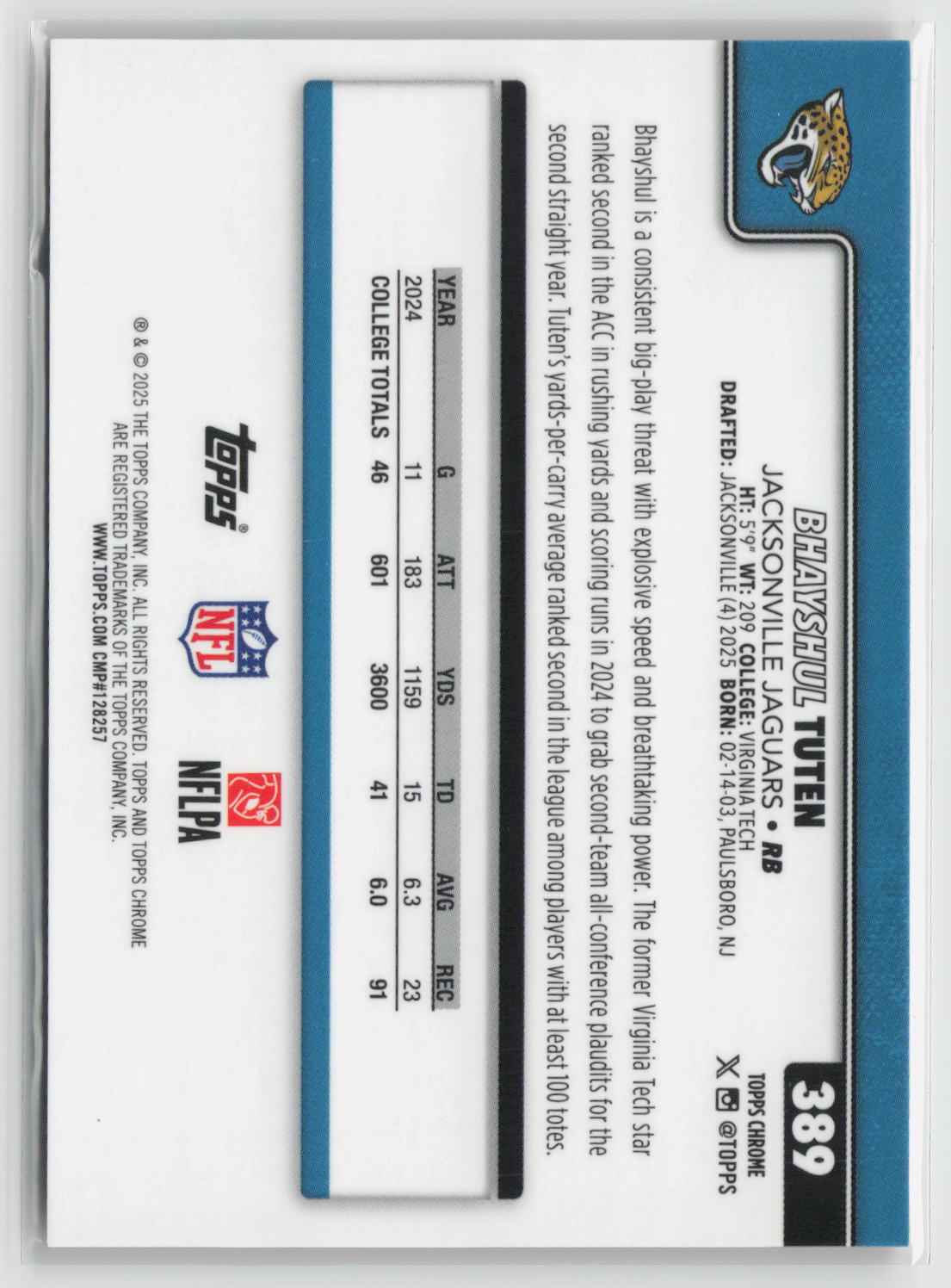 Bhayshul Tuten 2025 Topps Chrome Orange Wave Refractor #389 17/25