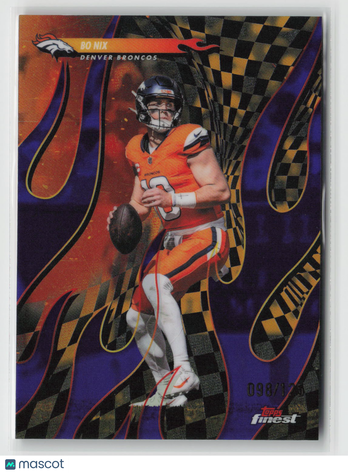 Bo Nix 2025 Topps Finest Torchers Purple Refractor #T-15 98/125