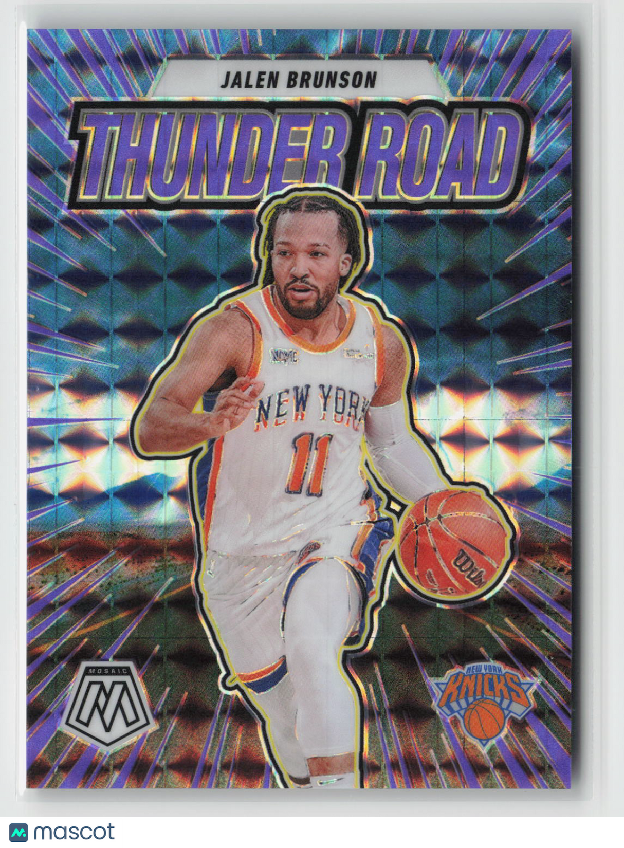 Jalen Brunson 2024-25 Mosaic Thunder Road Mosaic Purple Fluorescent #11 128/175