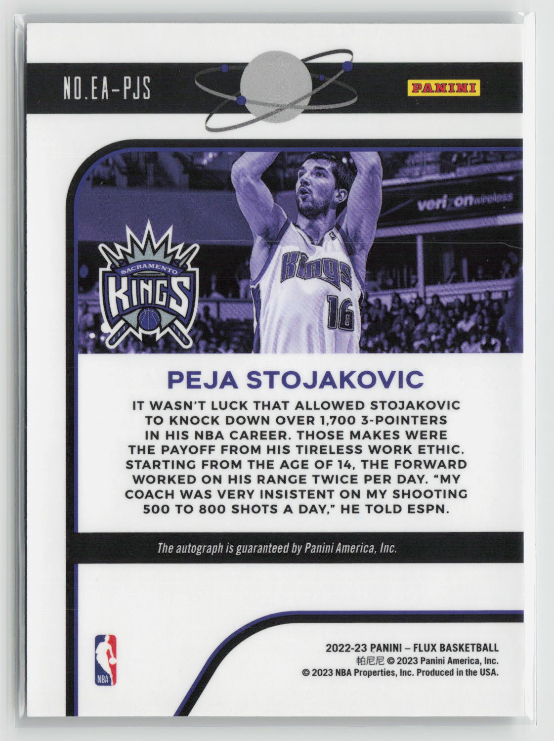 Peja Stojakovic 2022-23 Panini Flux Equinox Autographs #EA-PJS