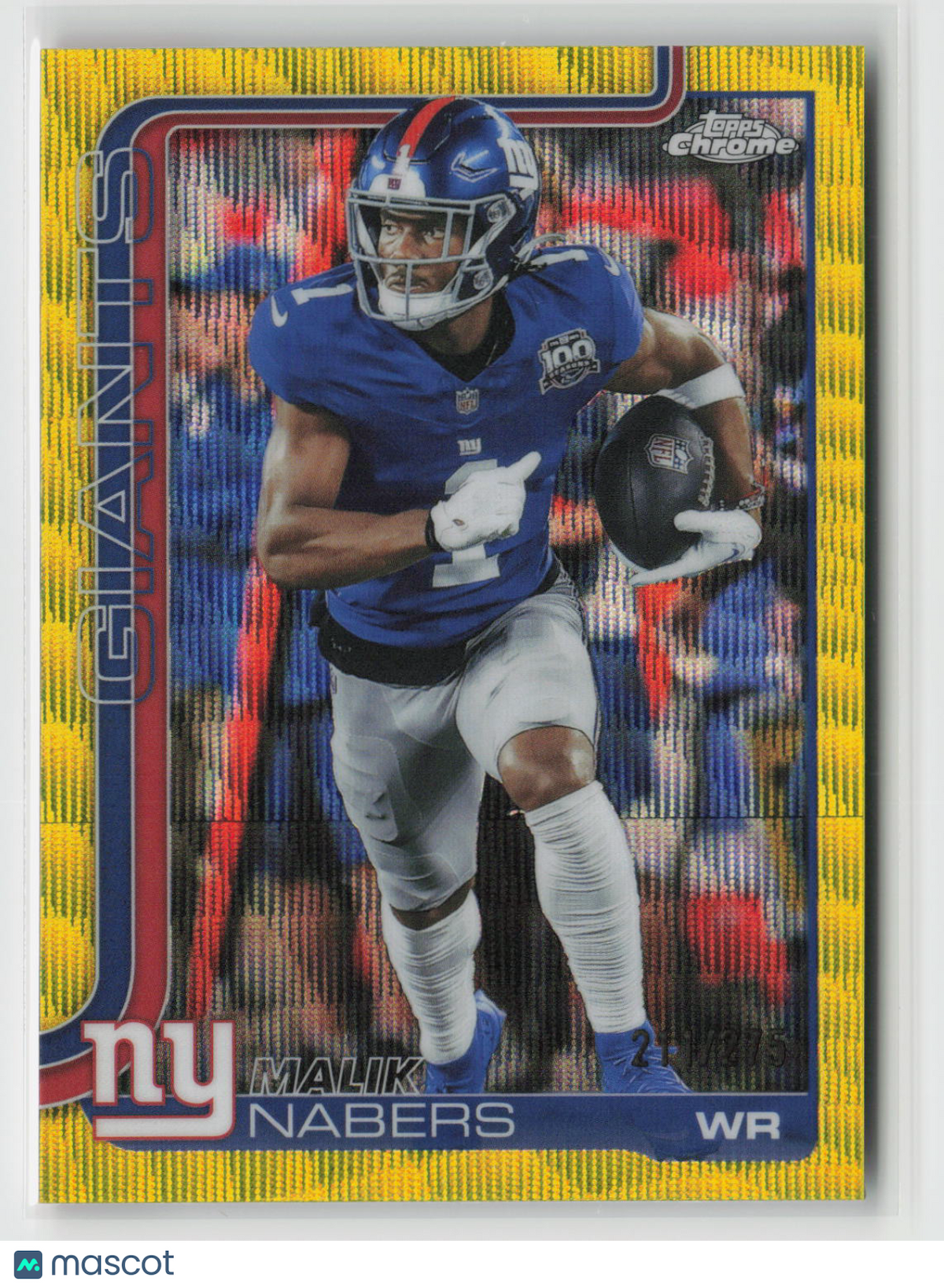 Malik Nabers 2025 Topps Chrome Yellow Wave Refractor #225 211/275