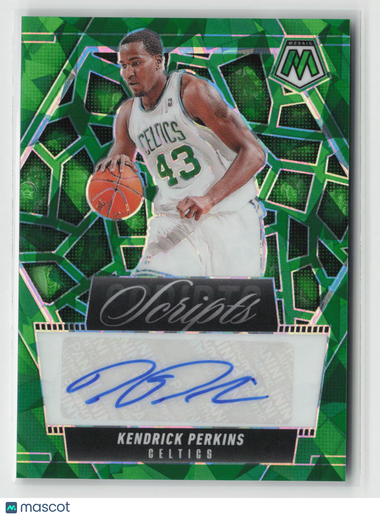 Kendrick Perkins 2024-255 Panini Mosaic Scripts Green Ice #MS-KPB