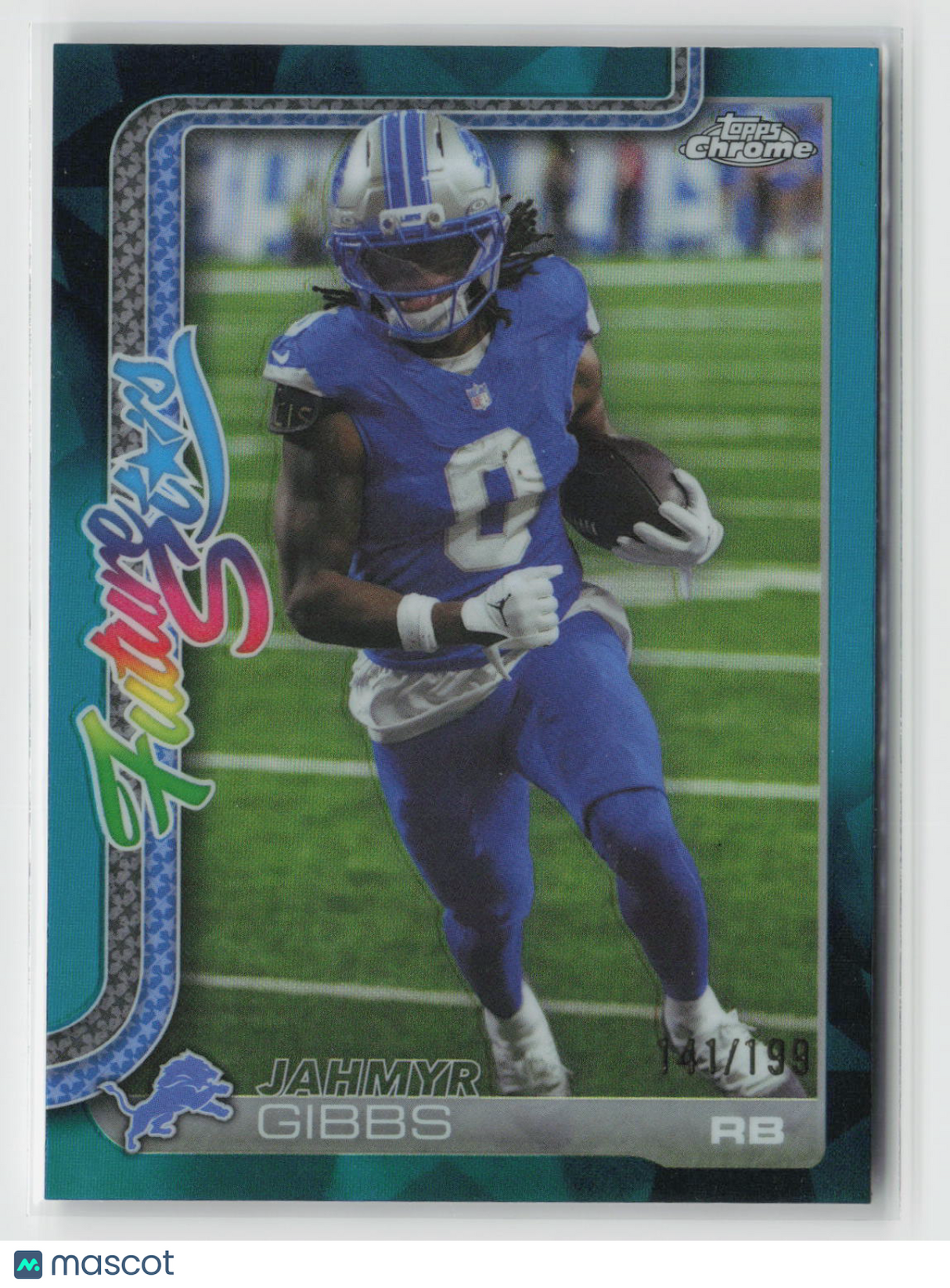 Jahmyr Gibbs 2025 Topps Chrome Future Stars Aqua Refractor #FS-10 141/199