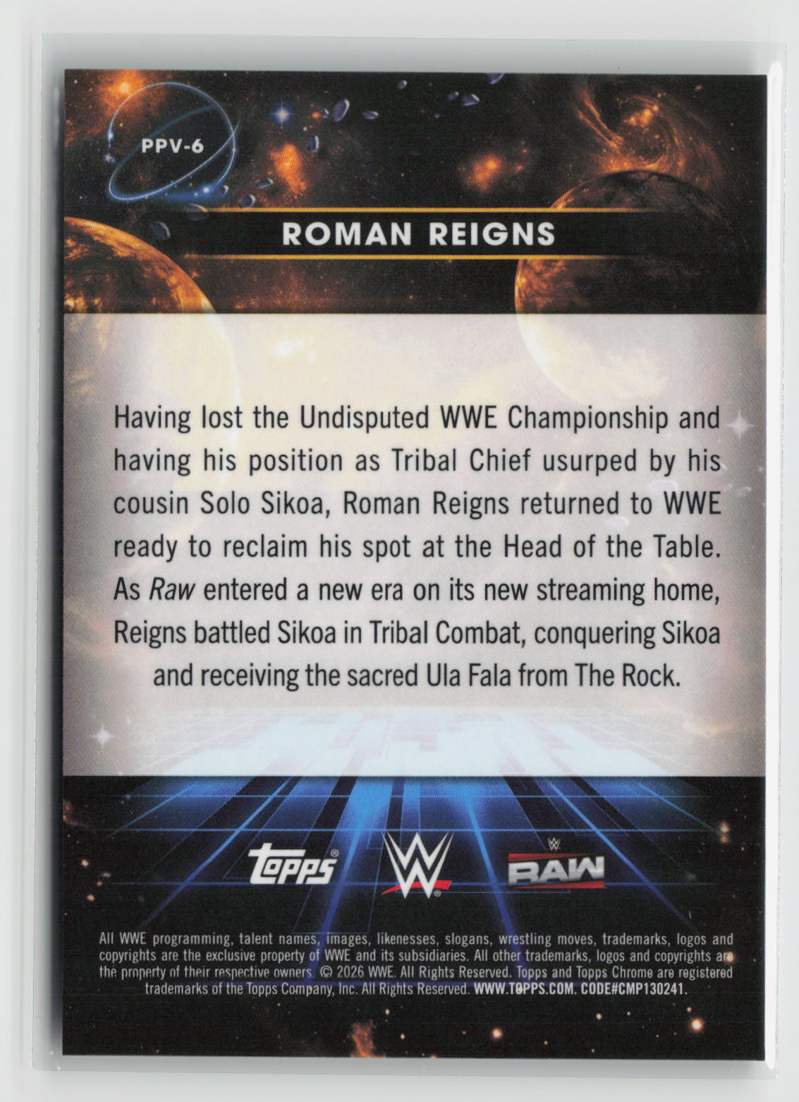 Roman Reigns 2026 Topps Chrome Cosmic WWE Planetary Pursuit Venus #PPV-6
