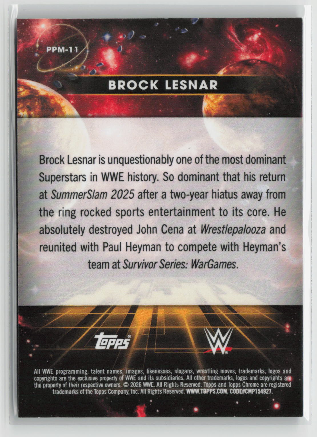 Brock Lesnar 2026 Topps Chrome Cosmic WWE Planetary Pursuit Mercury #PPM-11