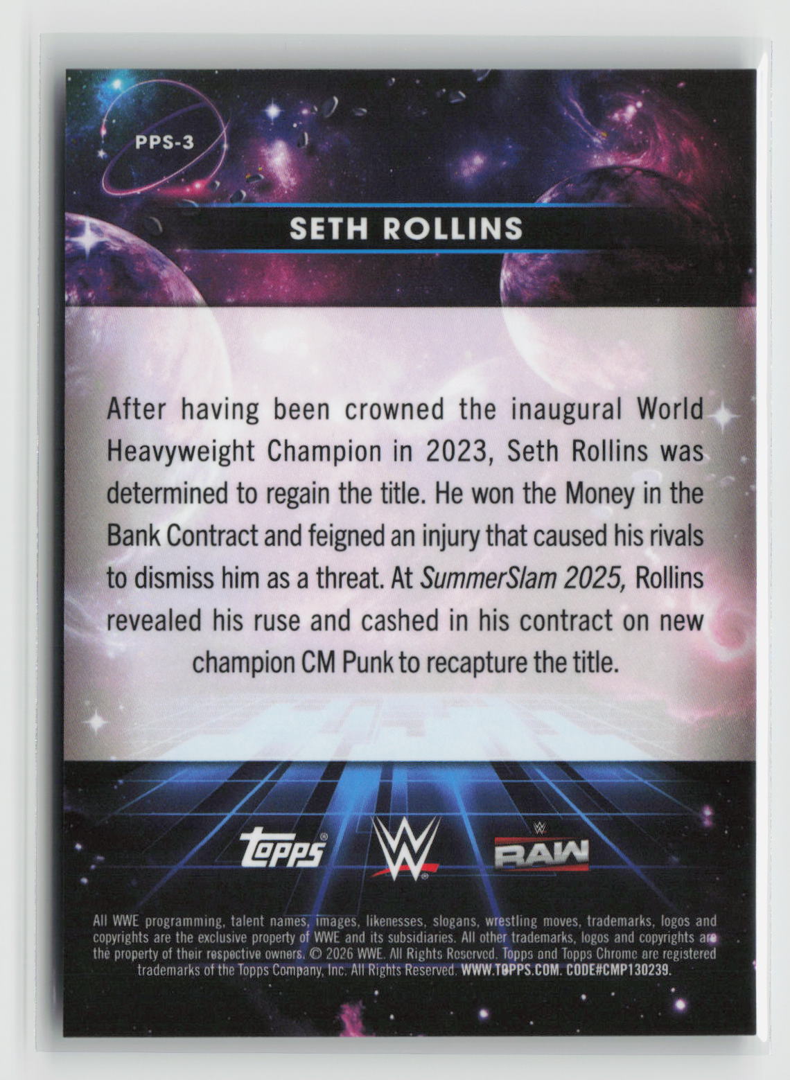 Seth Rollins 2026 Topps Chrome Cosmic WWE Planetary Pursuit Sun #PPS-3