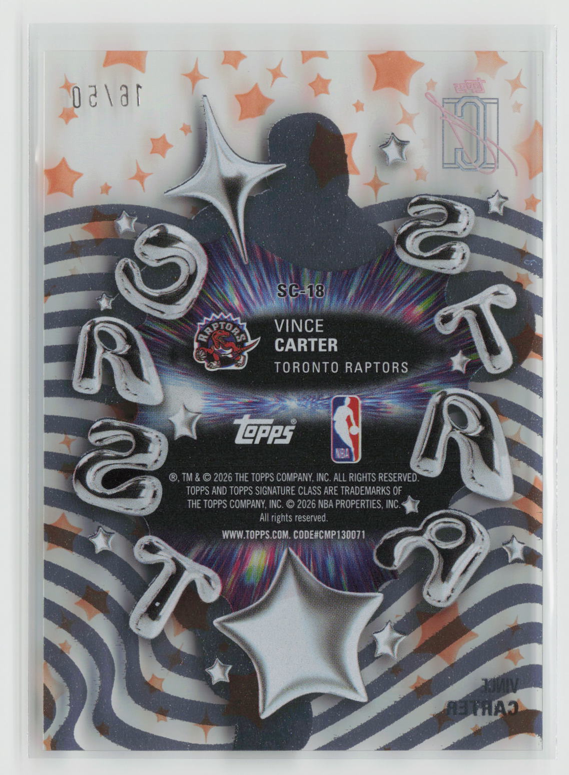 Vince Carter 2025-26 Topps Signature Class Star Cast Orange #SC-18 16/50