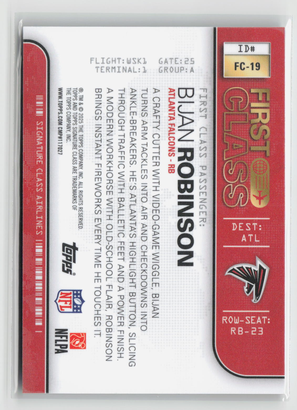 Bijan Robinson 2025 Topps Signature Class First Class #FC-19