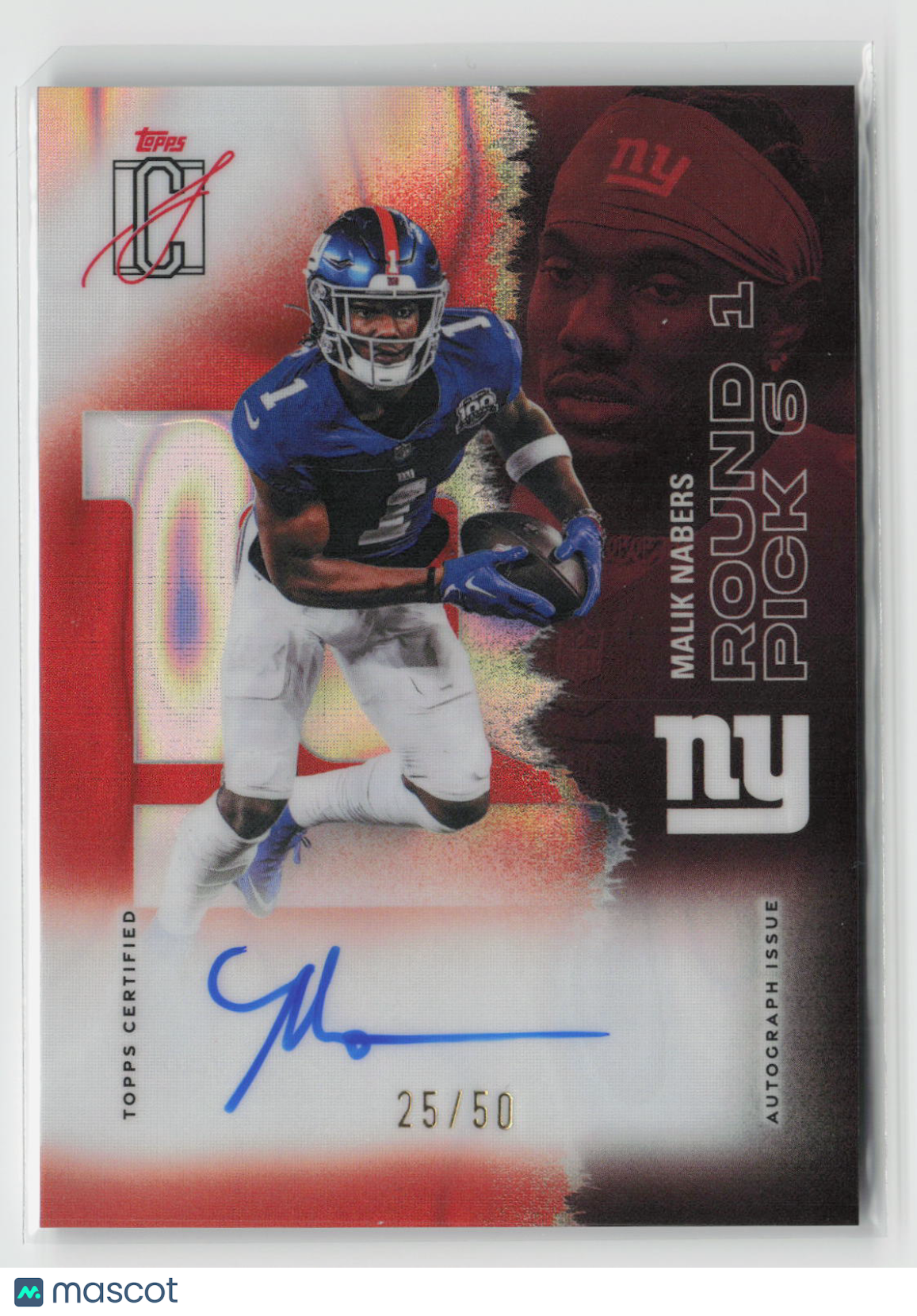Malik Nabers 2025 Topps Signature Class Chrome Autographs Orange #40 25/50