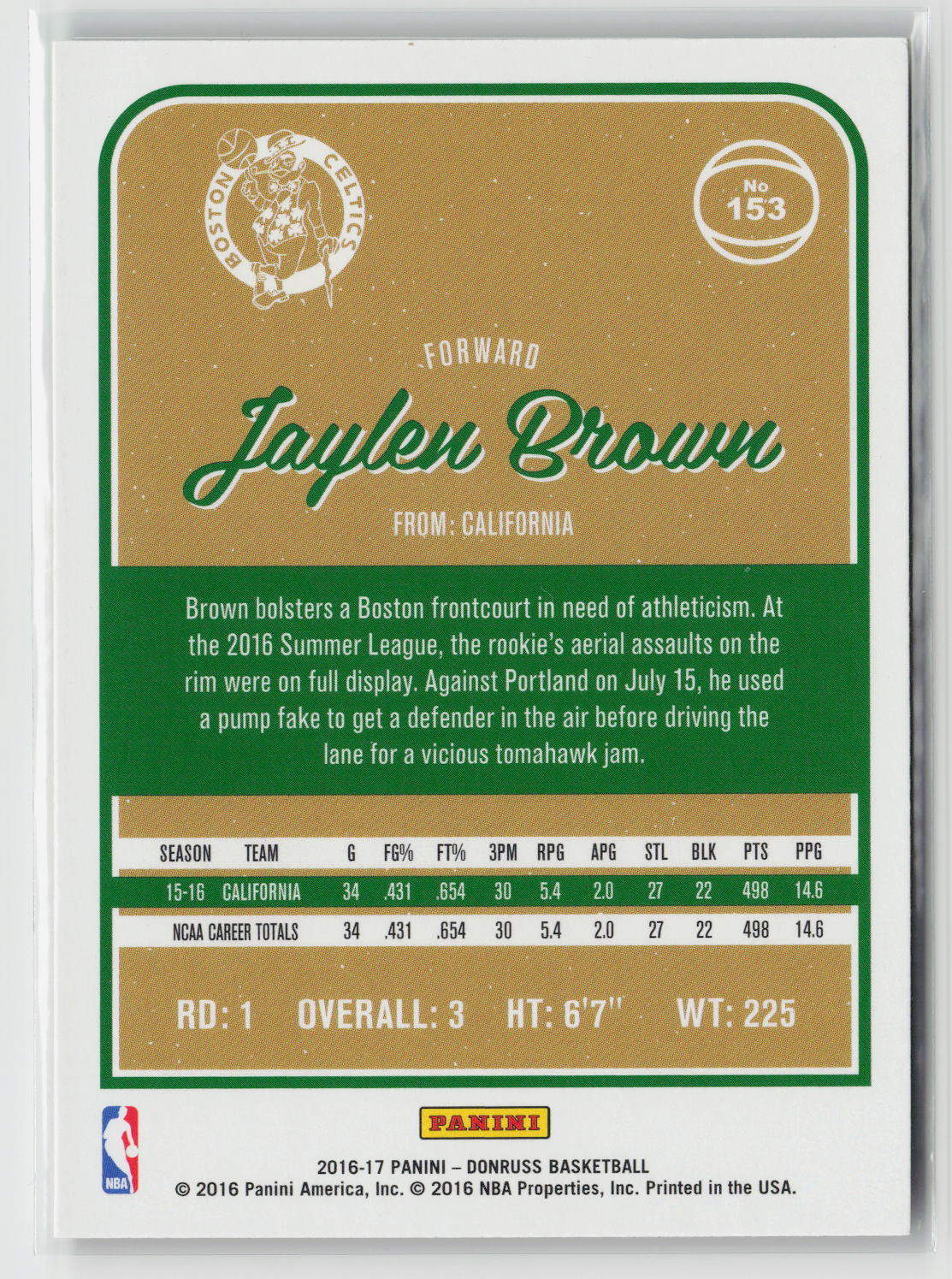 Jaylen Brown 2016 Donruss #153