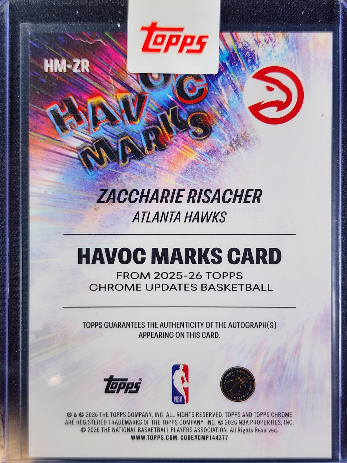 Zaccharie Risacher 2026 Topps Chrome Updates Basketball Havoc Marks #HM-ZR 26/75