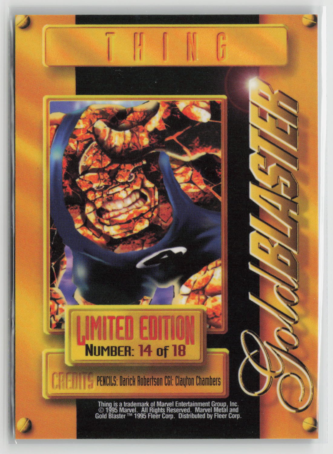 Thing 1995 Fleer Marvel Metal Gold Blaster #14