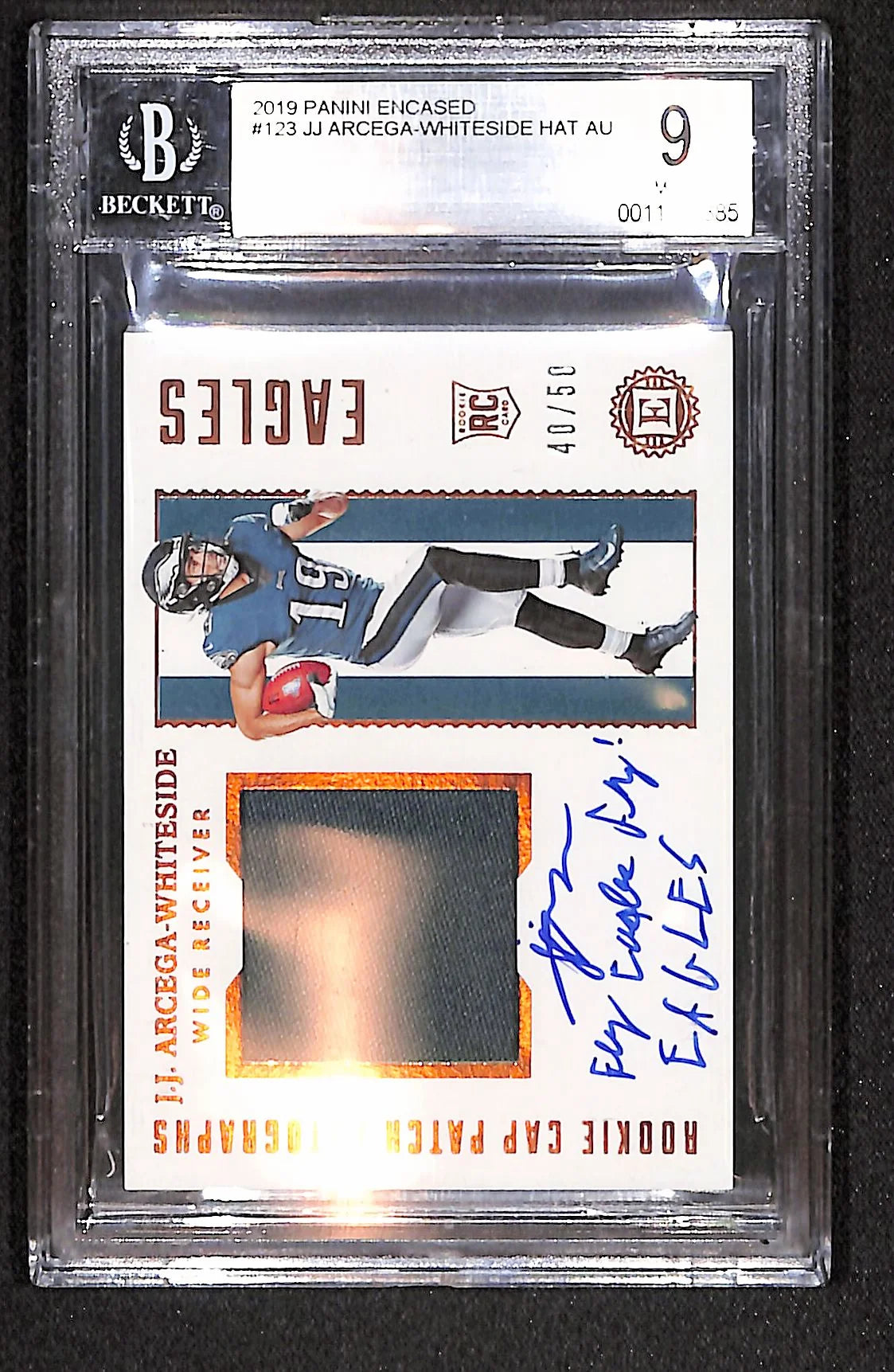 JJ Arcega-Whiteside HAT 2019 Panini Encased #123 /50 BGS 9