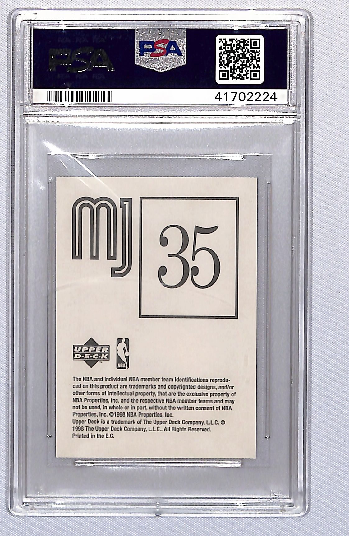Michael Jordan 1998 Upper Deck International MJ Stickers #35 PSA 9