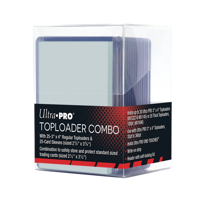 Ultra Pro: Toploaders and Sleeves Combo (25ct) with Clear Storage Box