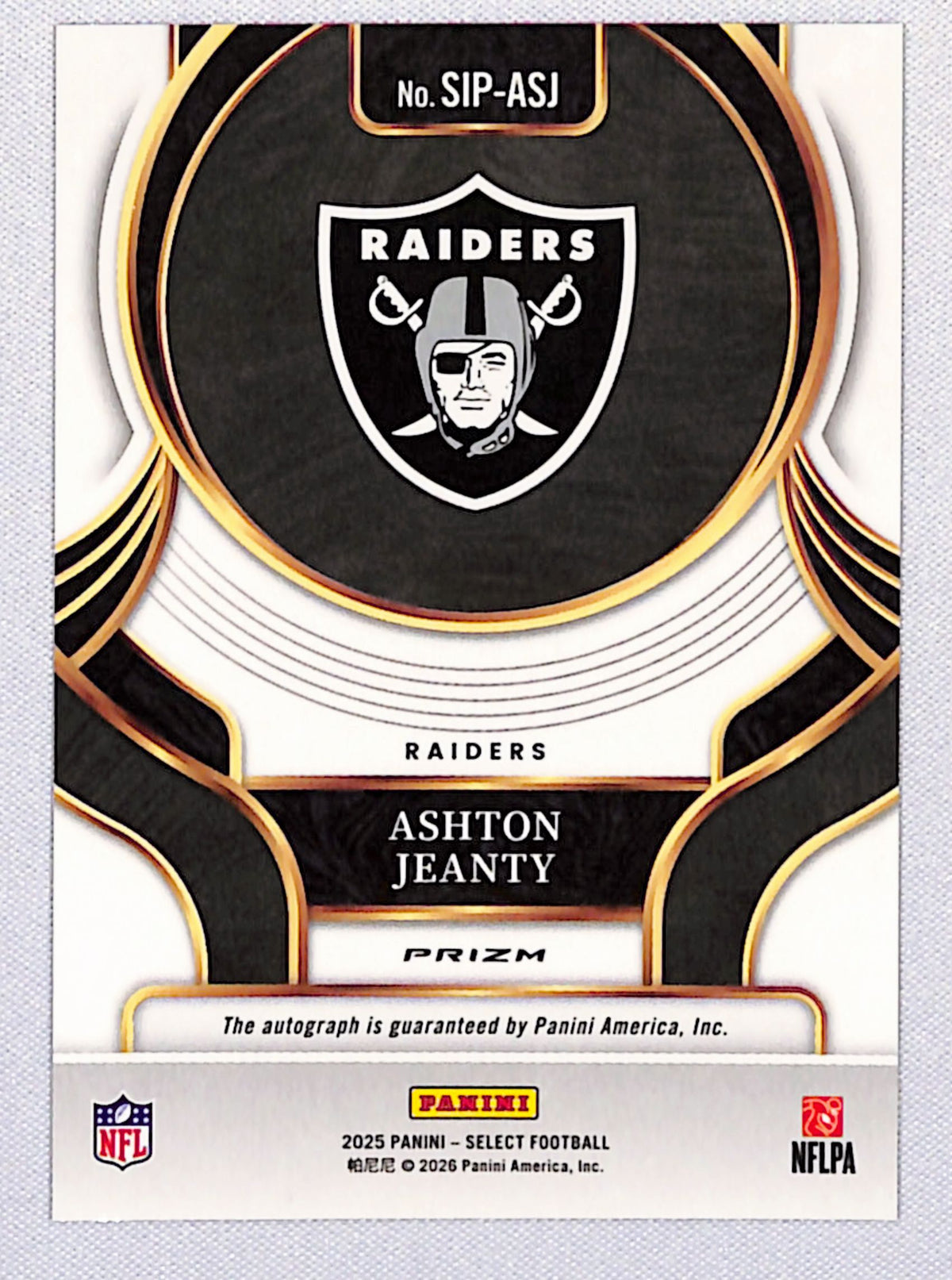 Ashton Jeanty 2025 Panini Select Select Signatures Prizm #SIP-ASJ