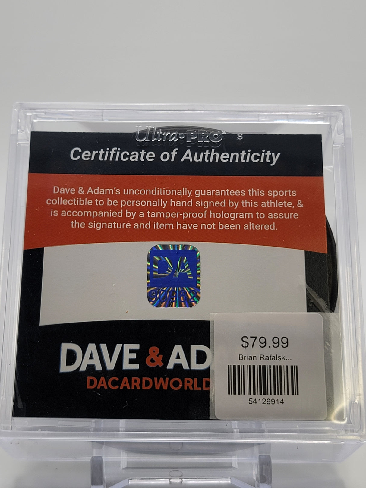 Brian Rafalski Signed & Inscribed New Jersey Devils Puck - 2X SC Champs Dave and Adams Authenticated