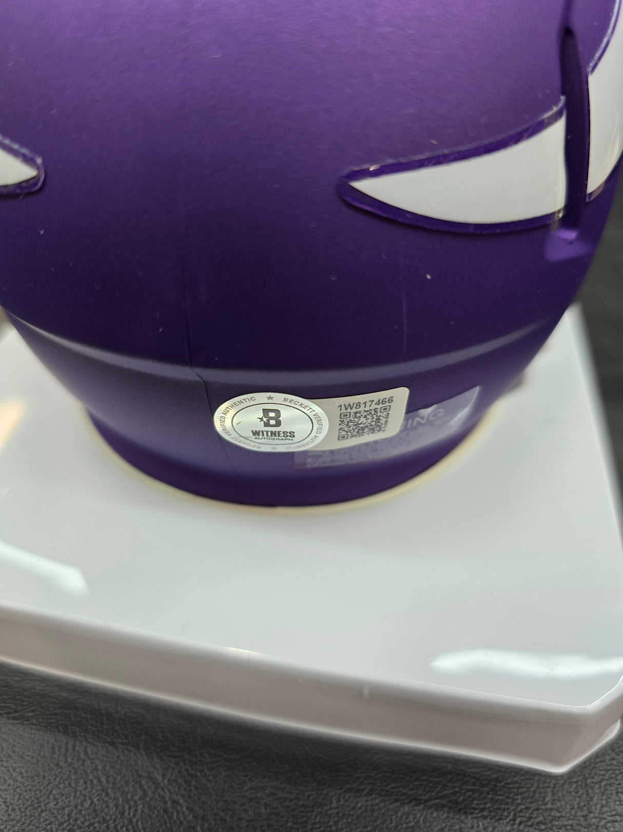 JJ McCarthy Autographed Minnesota Vikings Mini Helmet (Purple)