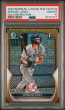 Load image into Gallery viewer, Spencer Jones 2023 Bowman Chrome Prospects Mojo Gold Refractors #BCP-139 /50 PSA 10