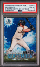 Load image into Gallery viewer, Sal Frelick 2023 Bowman Sights on September Mojo Blue Refractors #SOS-12 /150 PSA 10