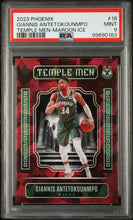 Load image into Gallery viewer, Giannis Antetokounmpo 2023 Panini Phoenix Temple Men-Maroon Ice #18 /275 PSA 9