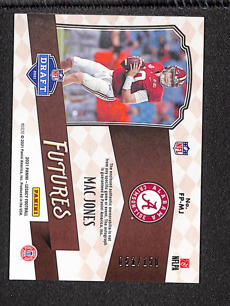 Mac Jones 2021 Panini Legacy Futures Patch Autographs Silver #FP-MJ #/150