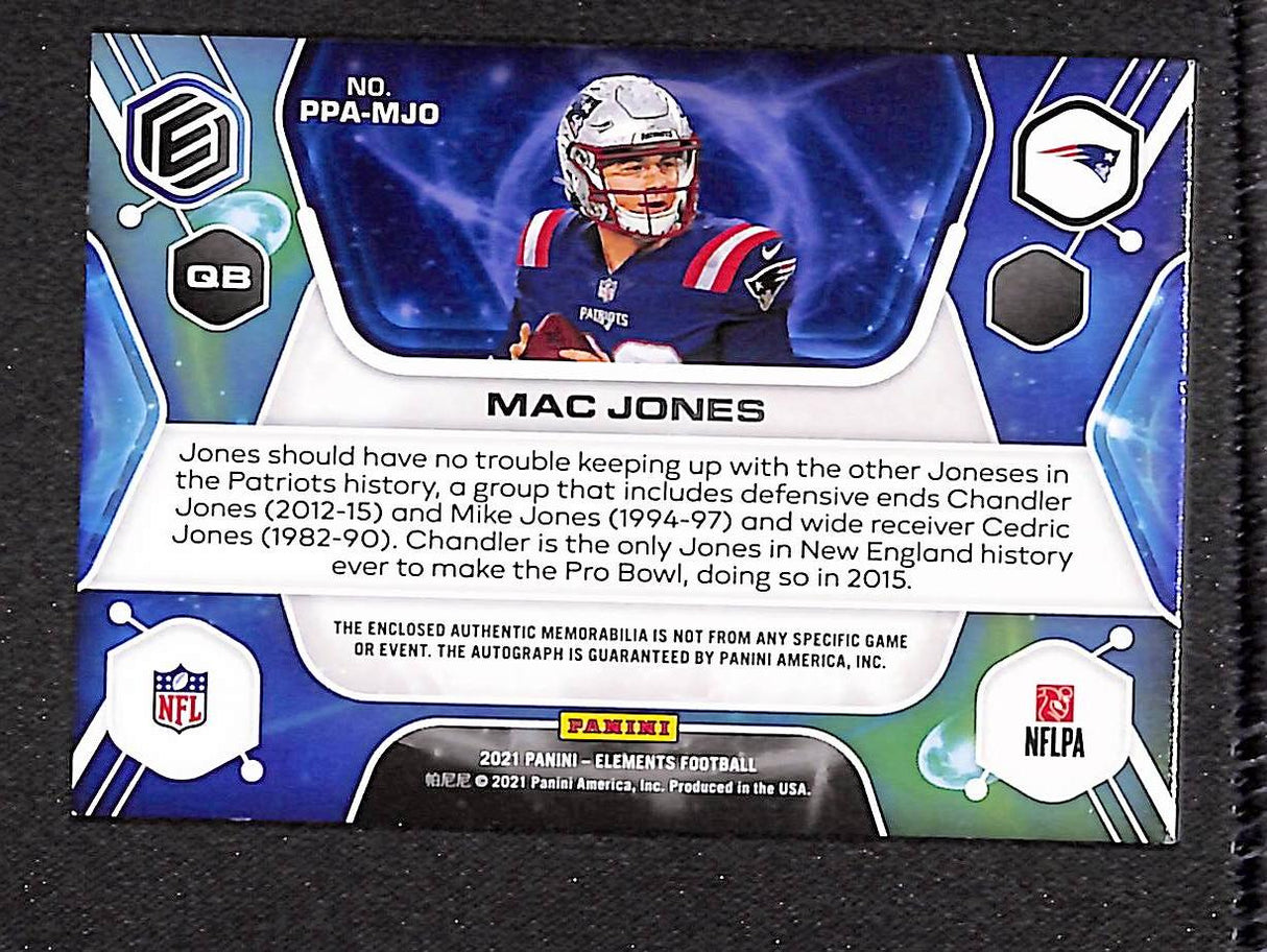 Mac Jones 2021 Panini Elements Proton Patch Autographs Silver #PPA-MJO #/10