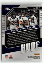 Load image into Gallery viewer, Javonte Williams 2022 Panini Prizm Hype #H-11